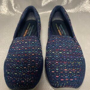 SKECHERS REGGAE FEST-WICKER #49291 NAVY RELAXED FIT W/AIR-COOLED MEMORY FOAM 8.5